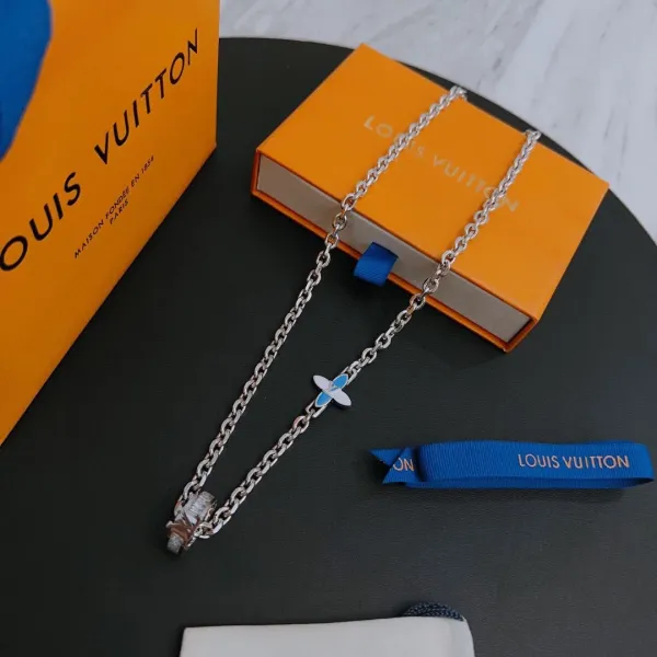 Louis Vuitton LV Angel Pendant Chain Necklace Silver - 12