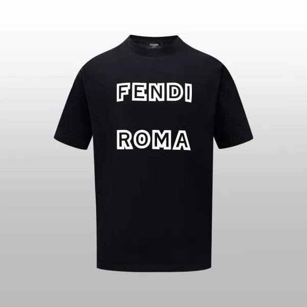 Fendi Monster Eyes Blue Logo Black T-Shirt - 14
