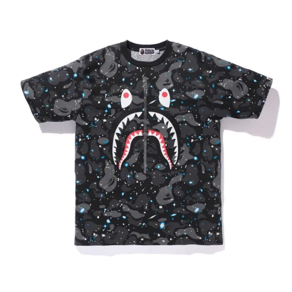 A Bathing Ape Shark Face Embroidered Black Polo - 12