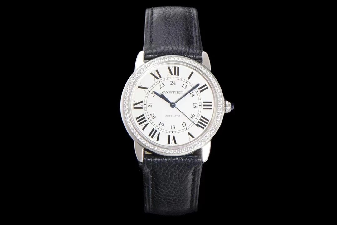 Cartier Ronde Solo de Cartier White Dial Black Alligator Strap Mechanical Watch - 12