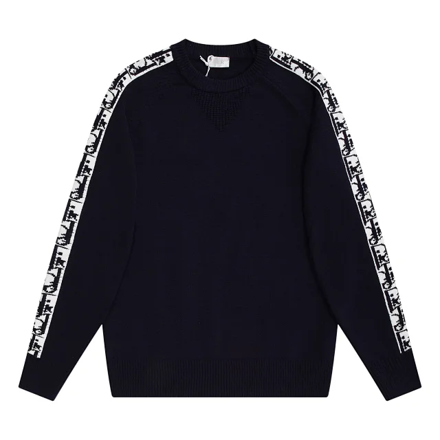 Dior Knitwear Crewneck sweater with Oblique shoulder stripes product detail image 10
