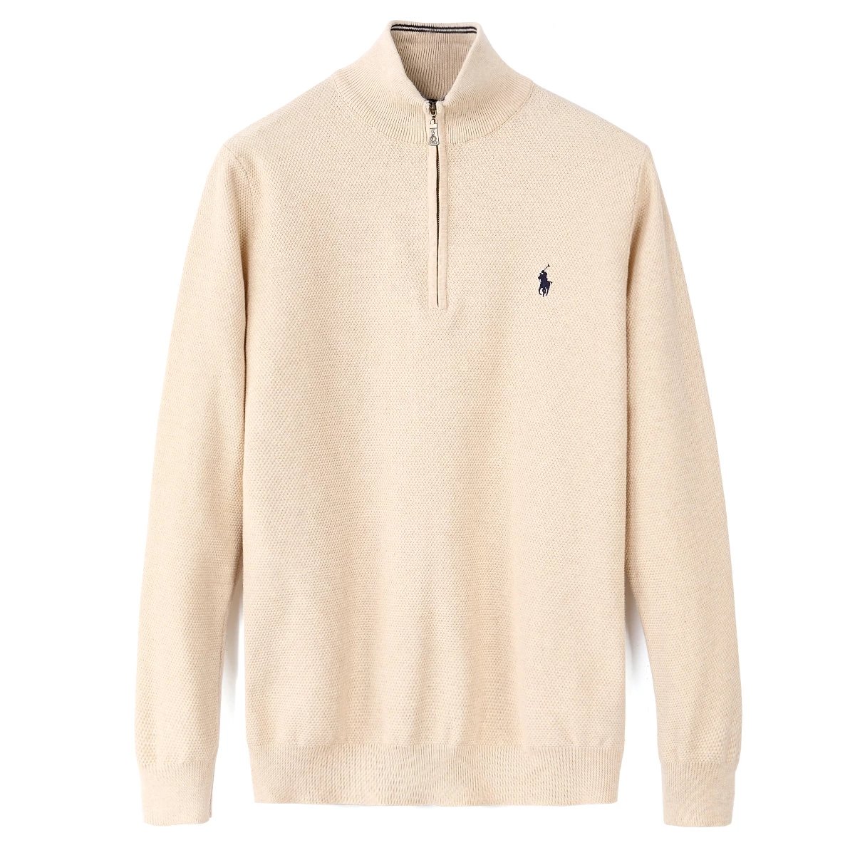 Ralph Lauren Beige Half-Zip Knit Sweater