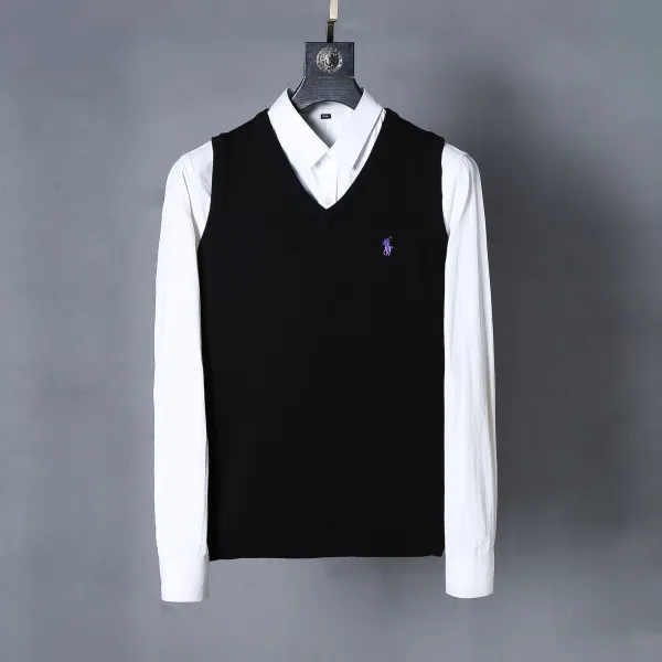 Ralph Lauren Big Pony Knit Zip-Up Sweater Black with Red Accents - 14