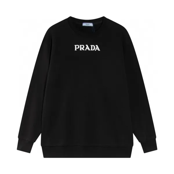 Prada Logo Embroidered Black Sweatshirt - 14