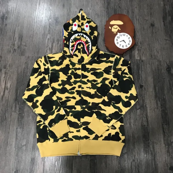 A Bathing Ape Shark Hoodie Gray Camo Hoodie - 13