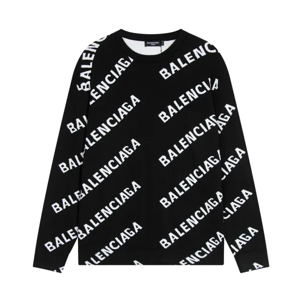 Balenciaga Logo Print Black Knit Sweater - 11