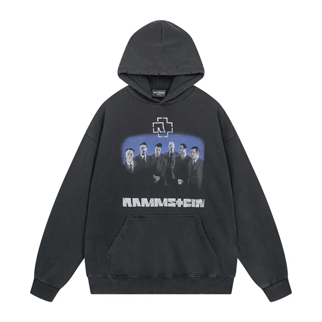 Balenciaga Hoodies & Sweatshirts Pullover hooded sweatshirt with logo graphic and kangaroo pocket product detail image 12