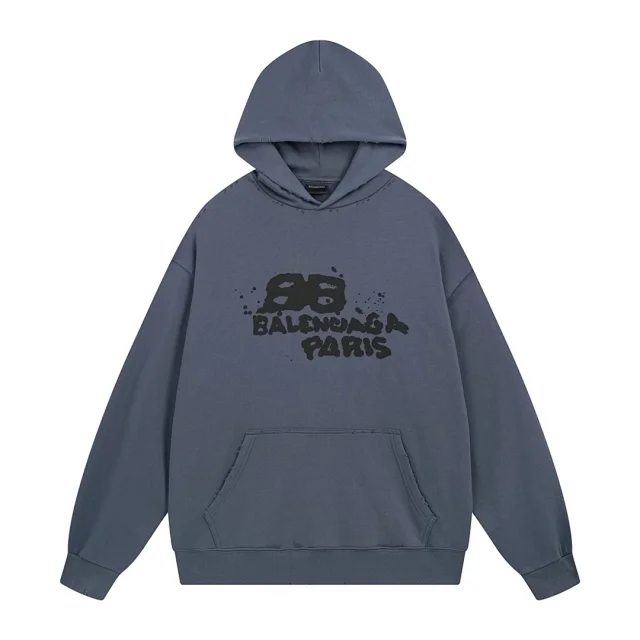 Balenciaga Hoodies & Sweatshirts Pullover hooded sweatshirt with logo graphic and kangaroo pocket product detail image 13
