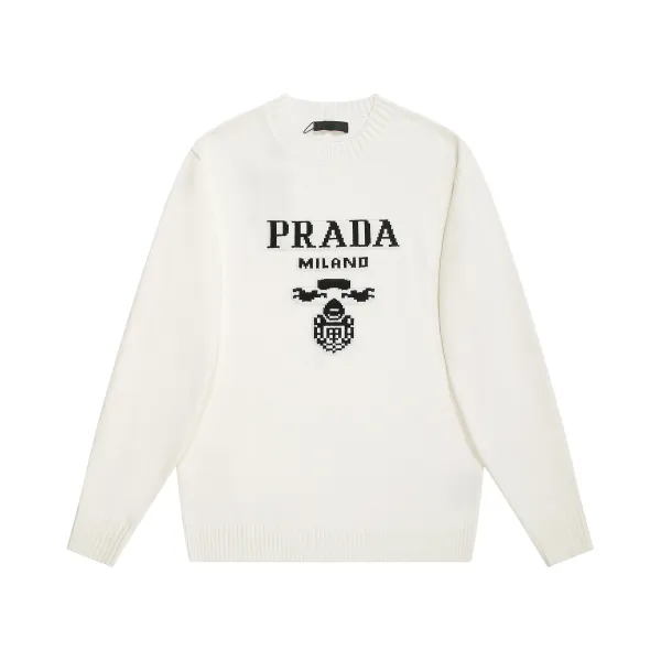 Prada Logo Embroidered Black Sweatshirt - 13