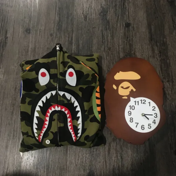 A Bathing Ape Shark Hoodie Gray Camo Hoodie - 12
