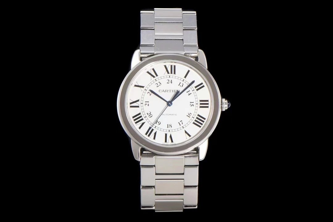 Cartier Ronde Solo de Cartier White Dial Black Alligator Strap Mechanical Watch - 13