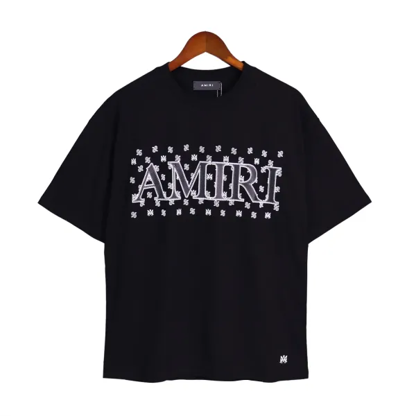Amiri Logo Embroidered Oversized T-Shirt Blue - 13