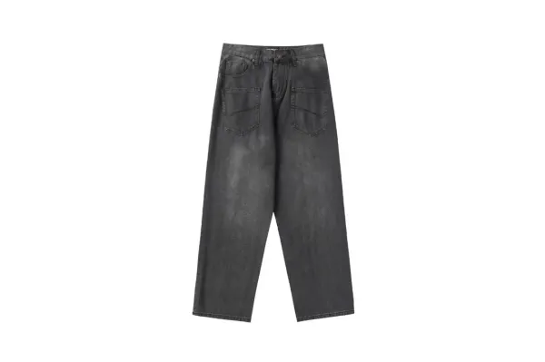 Balenciaga Distressed Logo Print Wide-Leg Jeans - 11