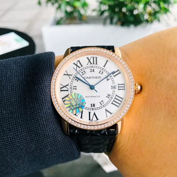 Cartier Ronde Solo de Cartier Rose Gold Automatic Watch with Brown Alligator Strap - 12
