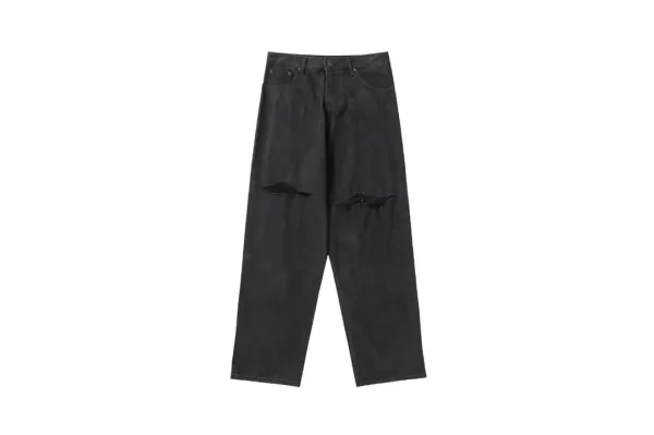 Balenciaga Distressed Logo Print Wide-Leg Jeans - 10