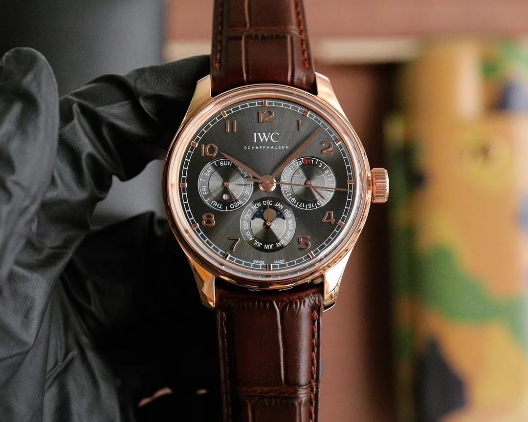 IWC Schaffhausen Portofino Automatic Rose Gold White Dial Brown Leather Watch - 12