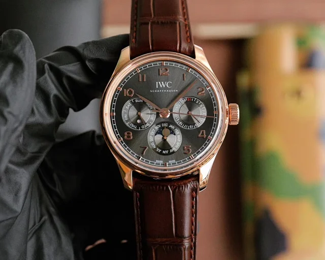 IWC Schaffhausen Watches Moonphase Perpetual Calendar Leather Strap Watch product detail image 11