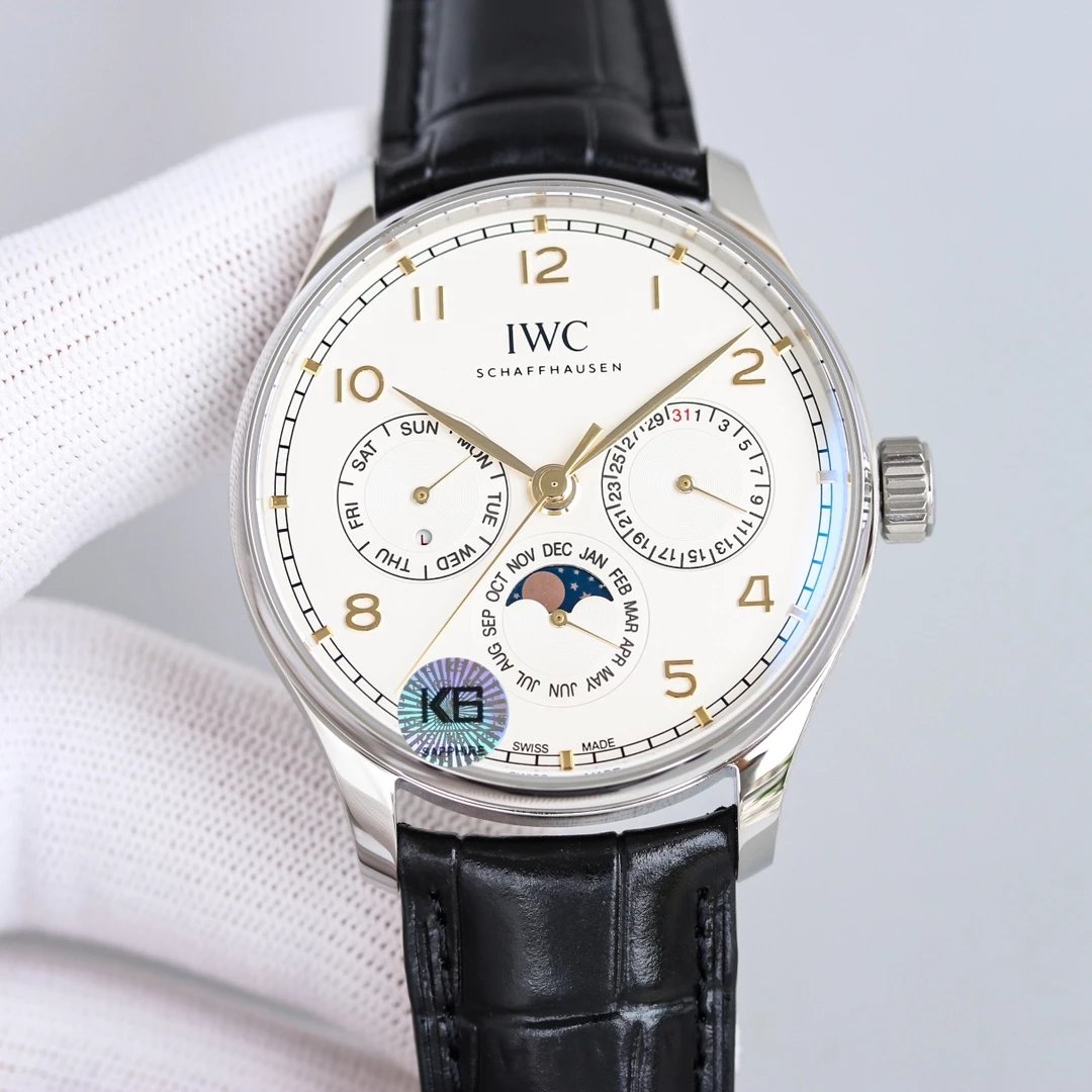 IWC Schaffhausen Portofino Automatic Rose Gold White Dial Brown Leather Watch - 11