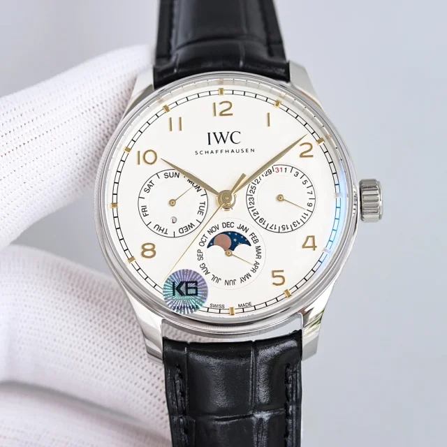 IWC Schaffhausen Watches Moonphase Perpetual Calendar Leather Strap Watch product detail image 10