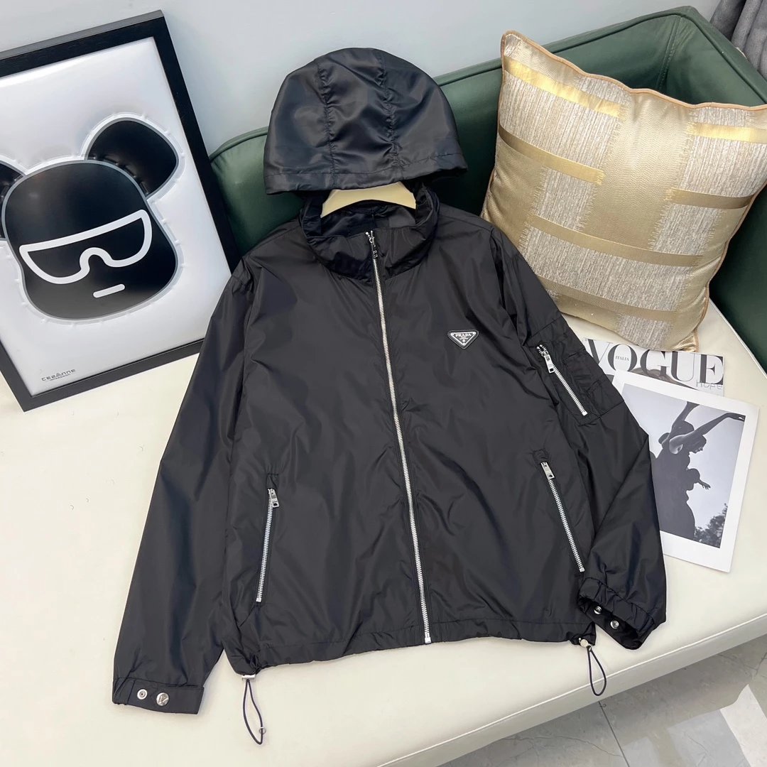 Prada Re-Nylon Tech Windbreaker Black Jacket - 11