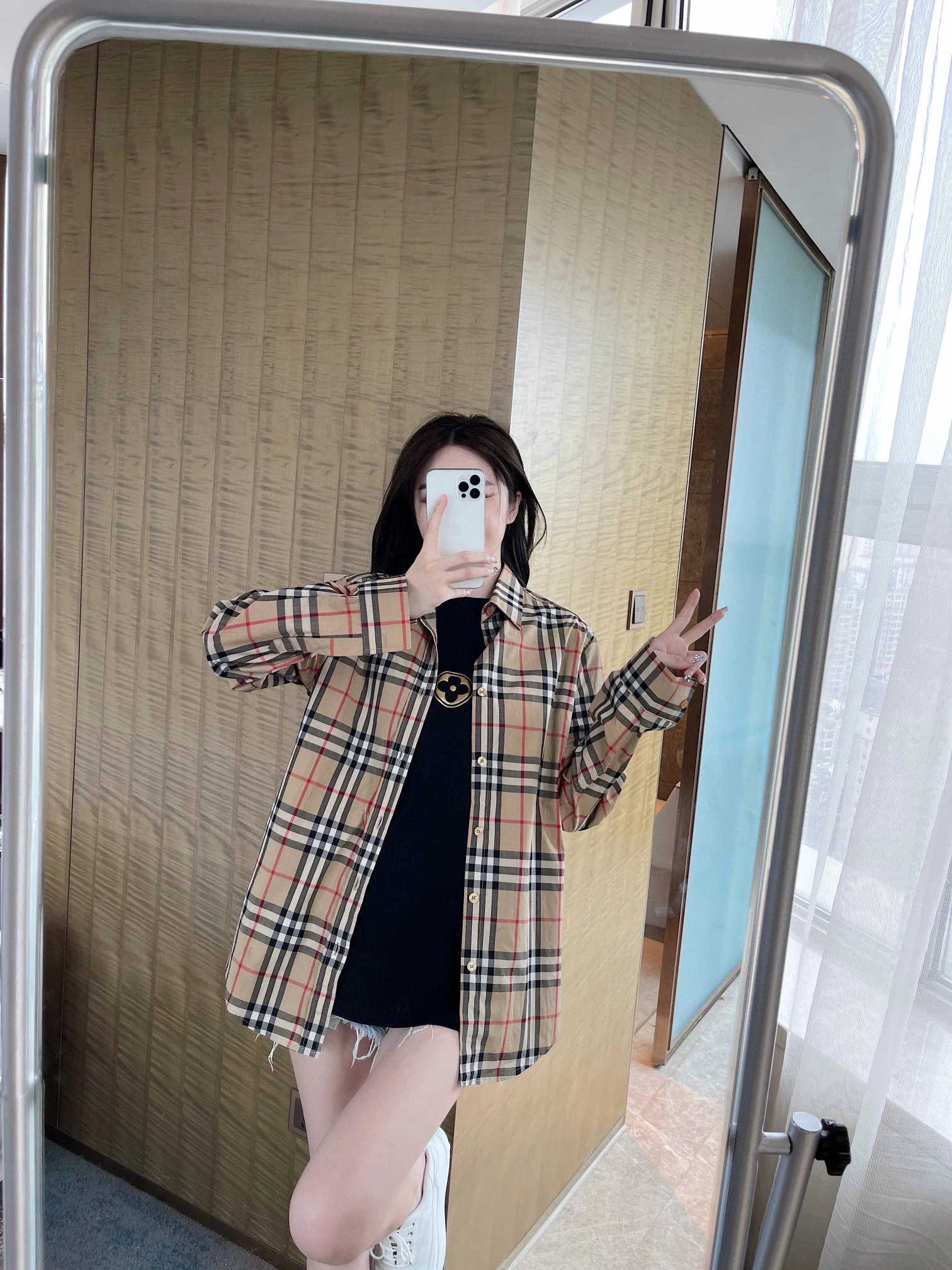 Burberry Classic Check Long-Sleeve Shirt Beige Multicolor - 14