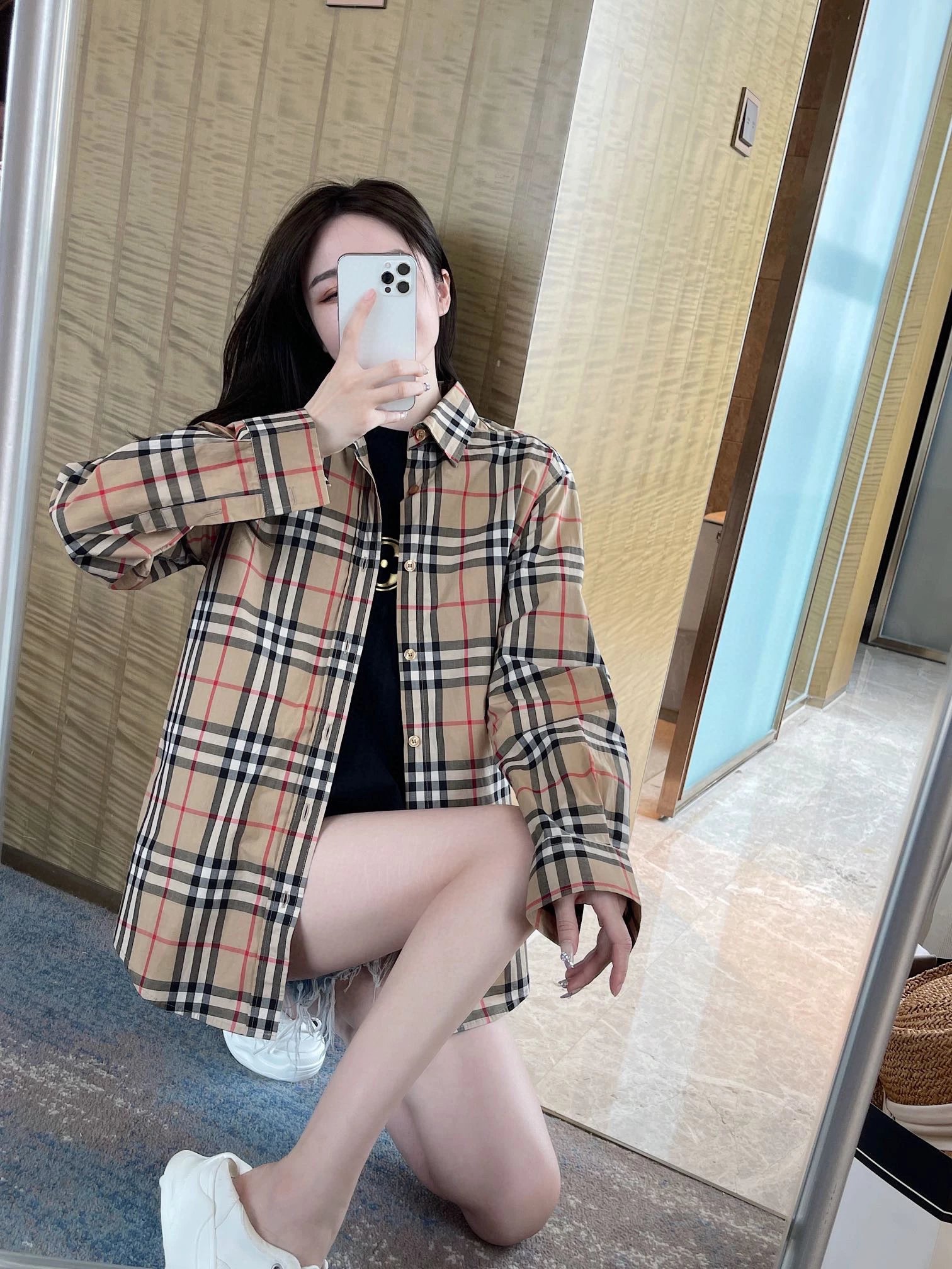 Burberry Classic Check Long-Sleeve Shirt Beige Multicolor - 17