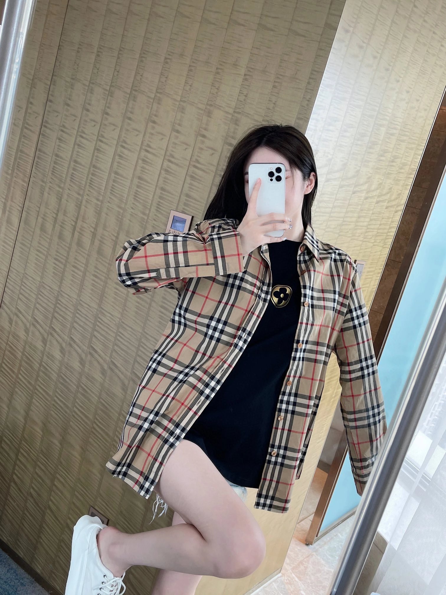 Burberry Classic Check Long-Sleeve Shirt Beige Multicolor - 16