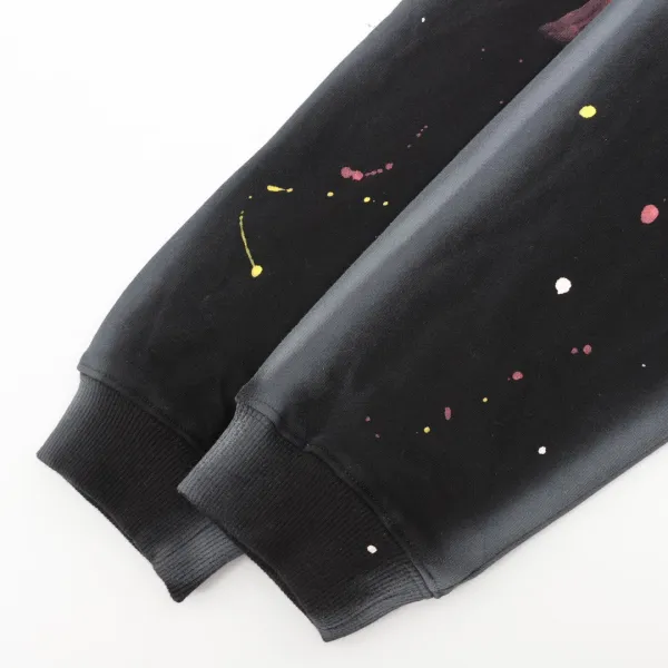 Louis Vuitton Water-Washed Distressed Hand-Painted Round-Neck Hoodie Black - 18