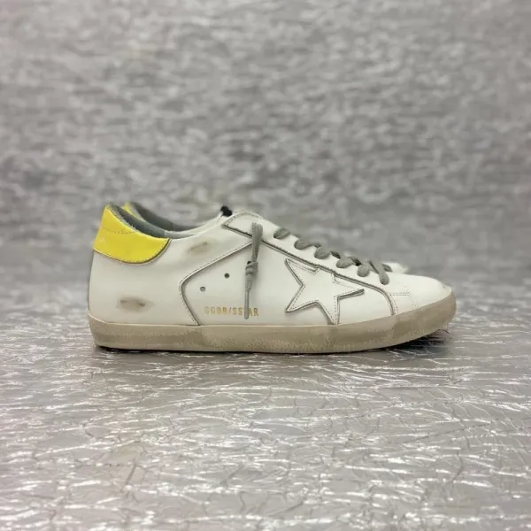 Golden Goose Deluxe Brand Golden Goose Superstar White and Yellow Distressed Sneakers - 1