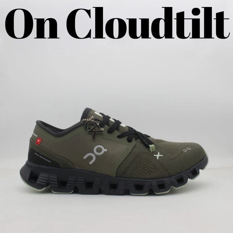On Sneakers Mesh lace-up with segmented CloudTec-style sole — army green