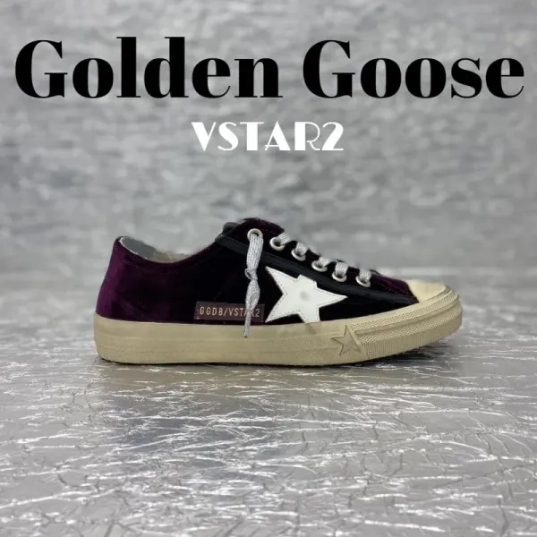 Golden Goose VStar2 Velvet Burgundy Star Sneakers - 1