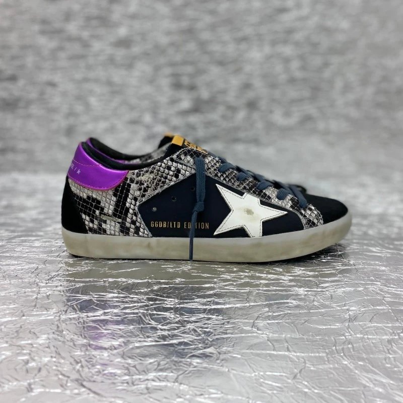 Golden Goose Deluxe Brand Superstar Snake Print Purple Accent Sneakers
