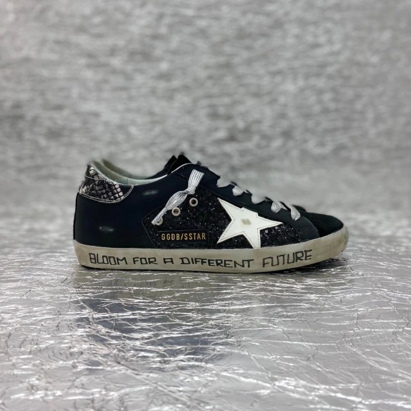 Golden Goose Deluxe Brand Superstar Black Glitter Star Sneakers