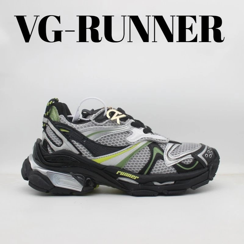 Unbranded Sneakers Chunky mesh low-top — Black, gray, and fluorescent yellow