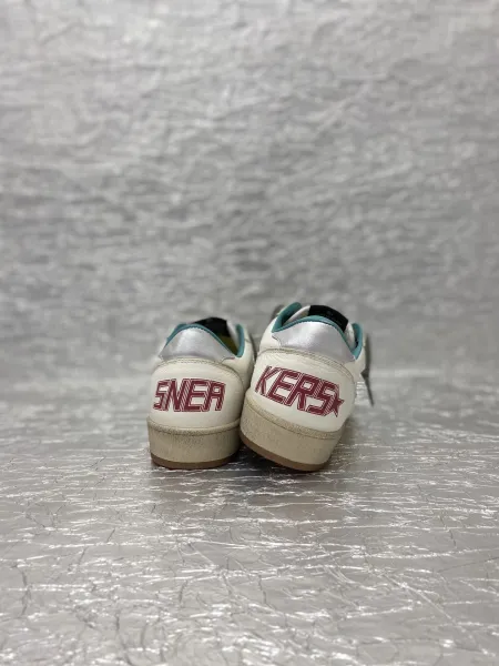 Golden Goose Ball Star White Silver Orange Leather Sneakers - 10