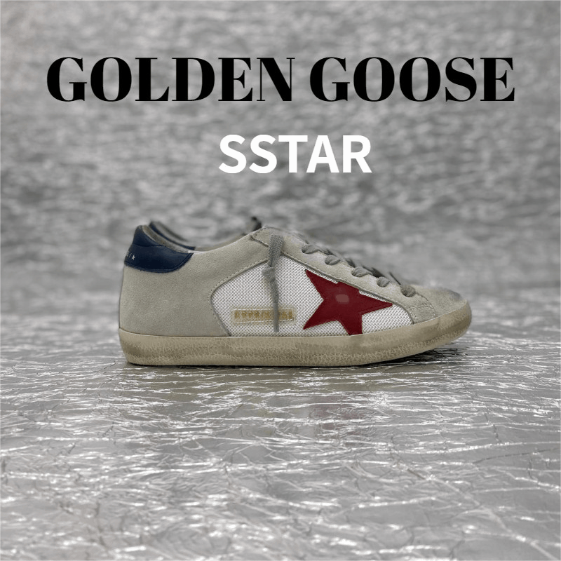 Golden Goose Sstar Grey Red Star Sneakers