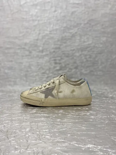Golden Goose V-Star 2 White Distressed Sneakers - 25