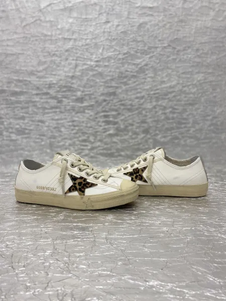 Golden Goose V-Star 2 White Distressed Sneakers - 12