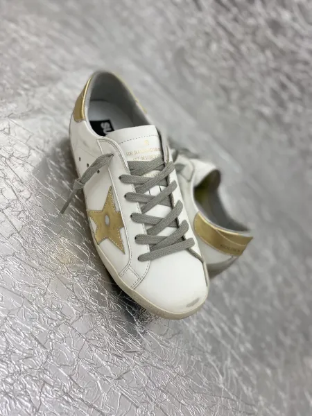 Golden Goose Superstar White Glitter Star Pink Snake Heel Sneakers - 27