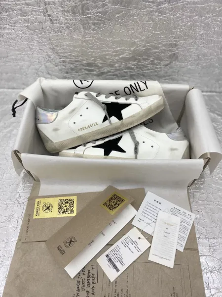 Golden Goose Superstar White Glitter Star Pink Snake Heel Sneakers - 8