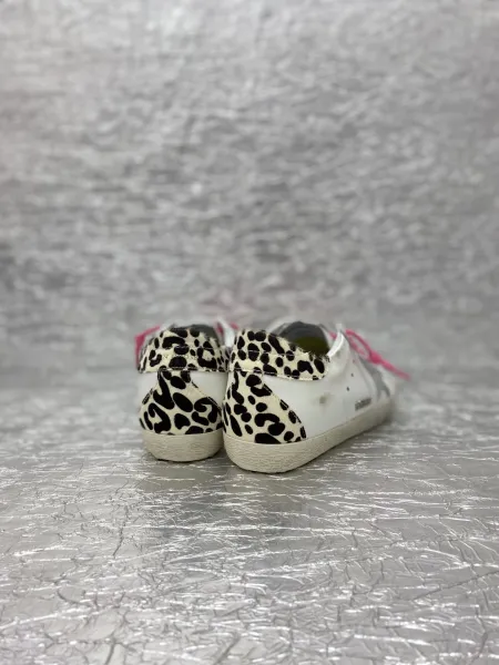 Golden Goose Superstar White Glitter Star Pink Snake Heel Sneakers - 46