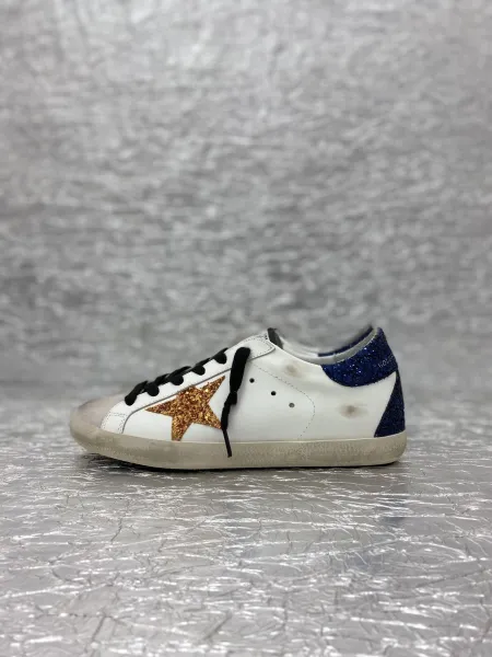 Golden Goose Superstar White Glitter Star Pink Snake Heel Sneakers - 34
