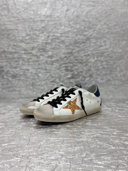 Golden Goose Superstar White Glitter Star Pink Snake Heel Sneakers - 31