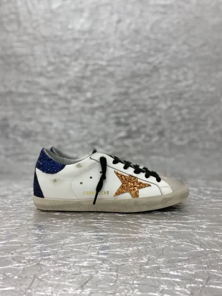 Golden Goose Superstar White Glitter Star Pink Snake Heel Sneakers - 29