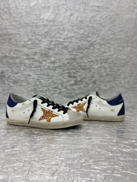 Golden Goose Superstar White Glitter Star Pink Snake Heel Sneakers - 30