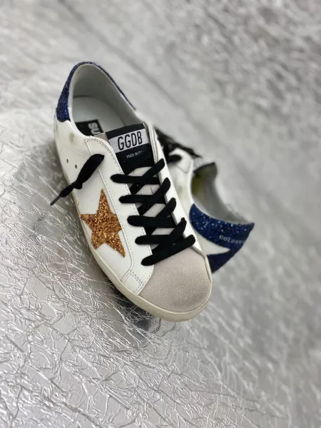 Golden Goose Superstar White Glitter Star Pink Snake Heel Sneakers - 36