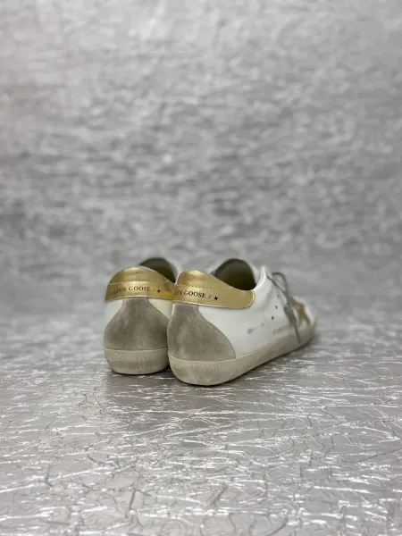 Golden Goose Superstar White Glitter Star Pink Snake Heel Sneakers - 28