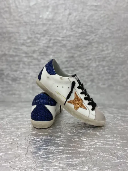 Golden Goose Superstar White Glitter Star Pink Snake Heel Sneakers - 33