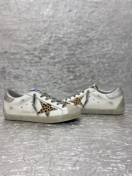 Golden Goose Superstar White Glitter Star Pink Snake Heel Sneakers - 12