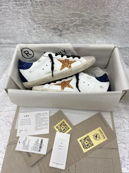 Golden Goose Superstar White Glitter Star Pink Snake Heel Sneakers - 35